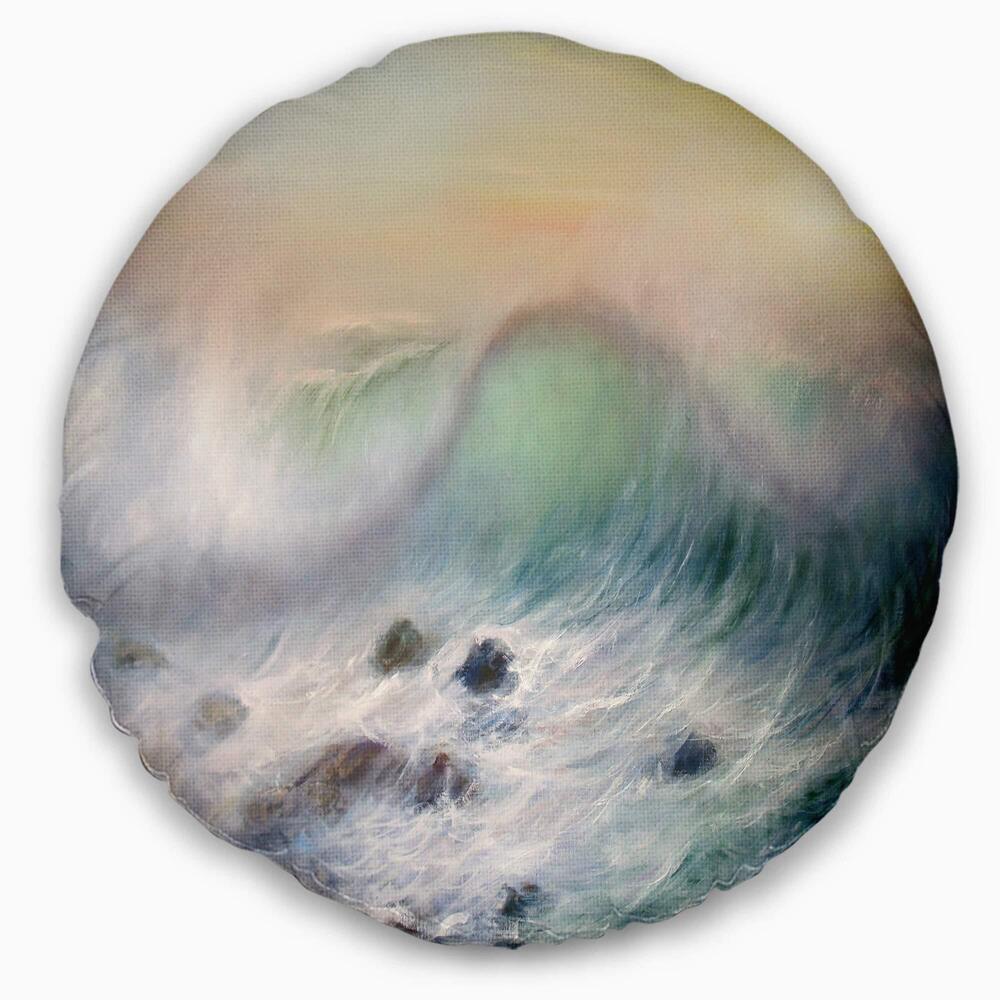 7191 Designart Mountains of Waves' Seascape Throw Cushion Pillow Cover